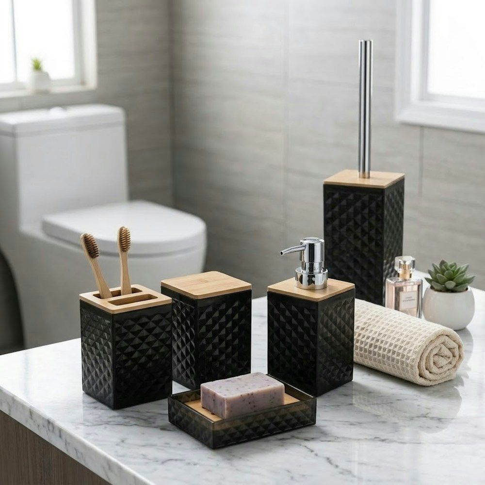 5-Piece Diamond-Cut Bathroom Accessory Set_3