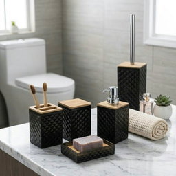 5-Piece Diamond-Cut Bathroom Accessory Set