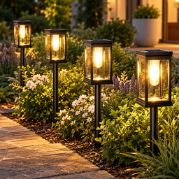 4x Solar-Powered LED Garden Spike Lights