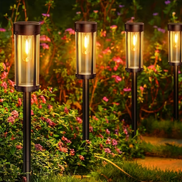 4x Solar-Powered LED Garden Spike Lights