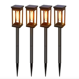 4x Solar-Powered LED Garden Spike Lights