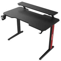 Gaming Table with Tiered Shelf and Headset Holder