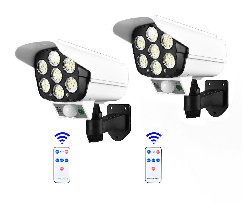 2x Solar Powered 77LED Camera Simulation Lights_0