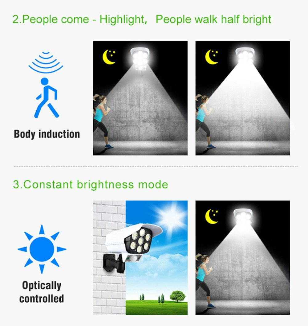 2x Solar Powered 77LED Camera Simulation Lights_2