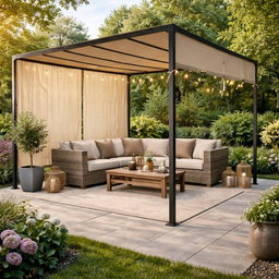 Outdoor Pergola with Retractable Canopy