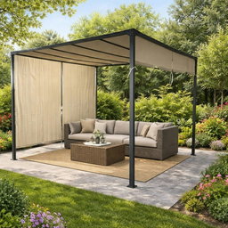 Outdoor Pergola with Retractable Canopy