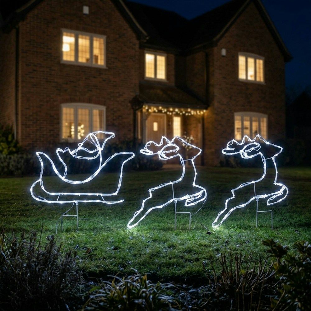 3-Piece Solar LED Santa and Sleigh Tube Lights
