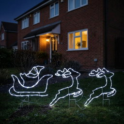 3-Piece Solar LED Santa and Sleigh Tube Lights