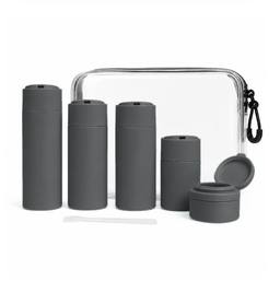 5-Piece Reusable Travel Bottle Set with Labels and Carry Bag