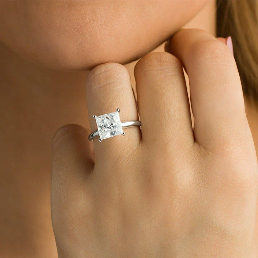 Princess Shape Lab Grown Diamond Solitaire Ring_1