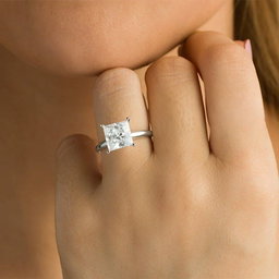Princess Shape Lab Grown Diamond Solitaire Ring
