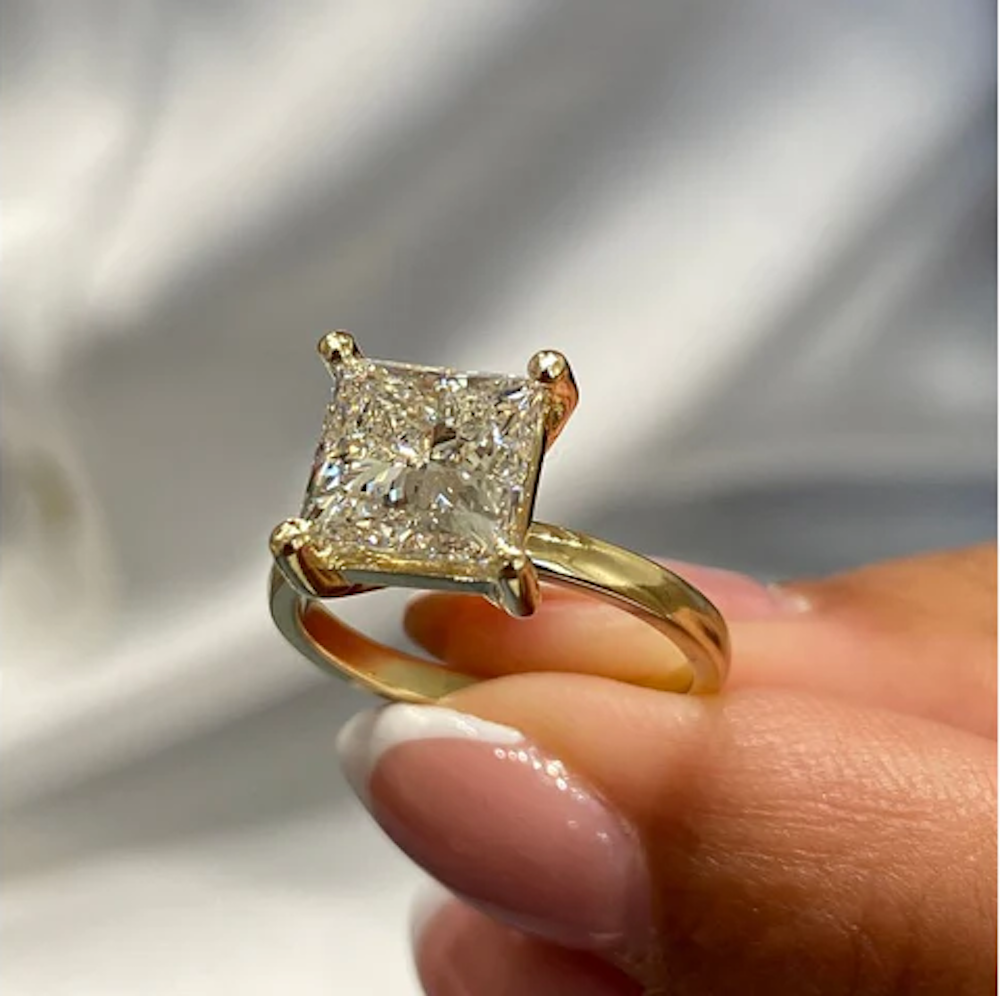 Princess Shape Lab Grown Diamond Solitaire Ring_3