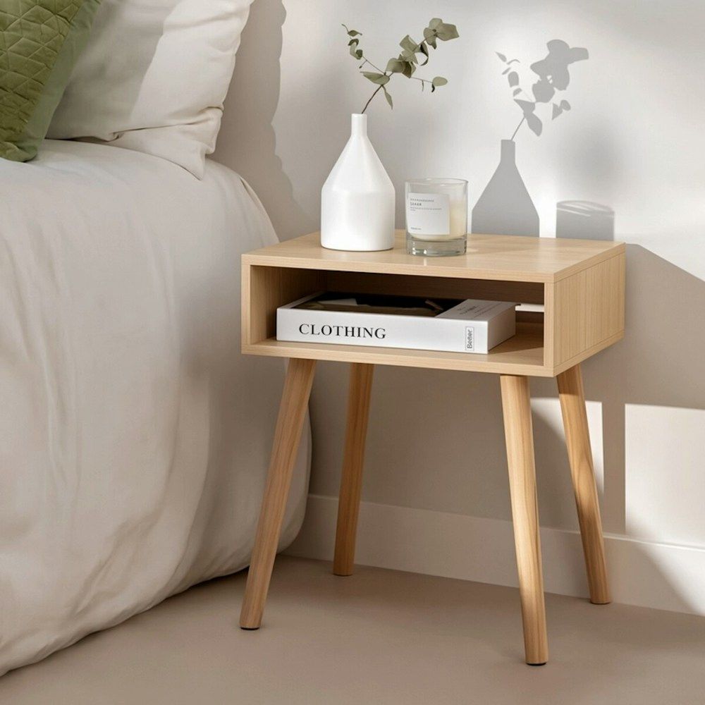 2x Contemporary Wooden Bedside Tables_1