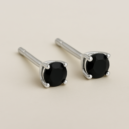 9ct Gold Black Cubic Zirconia Stud Earrings