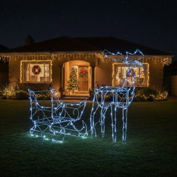 160 LED Solar Powered Reindeer with Sleigh