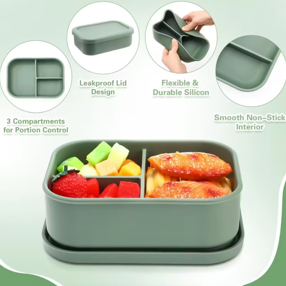 2x Silicone Lunch Boxes with Dividers_3