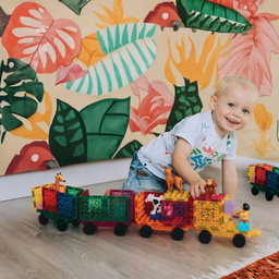 18-Piece Train Magnetic Tiles Set