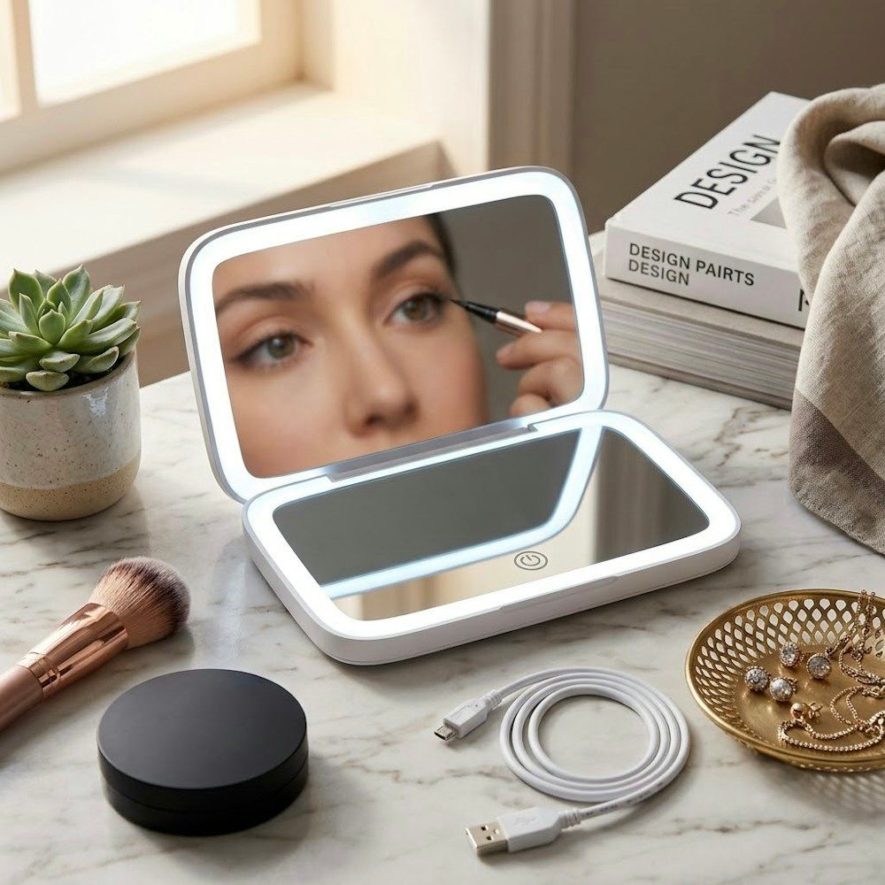Rechargeable Dual‑Sided LED Makeup Mirror