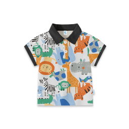KAOS ATASAN POLO WANGKI ANIMAL IN ZOO WHITE