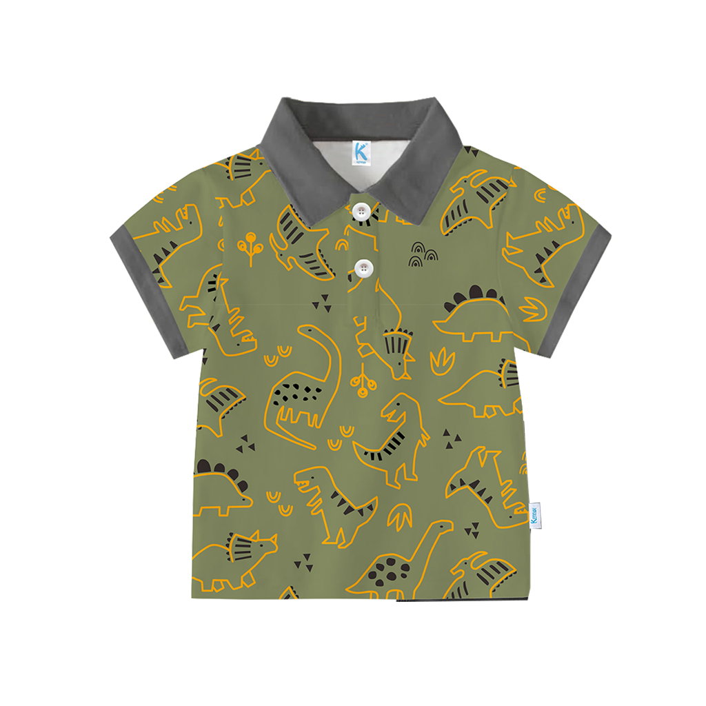 KAOS ATASAN POLO WANGKI DINO LINE MOSS GREEN