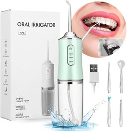 Portable Green Cordless Electric Water Flosser And Oral Irrigator With a 230ml Water Tank 