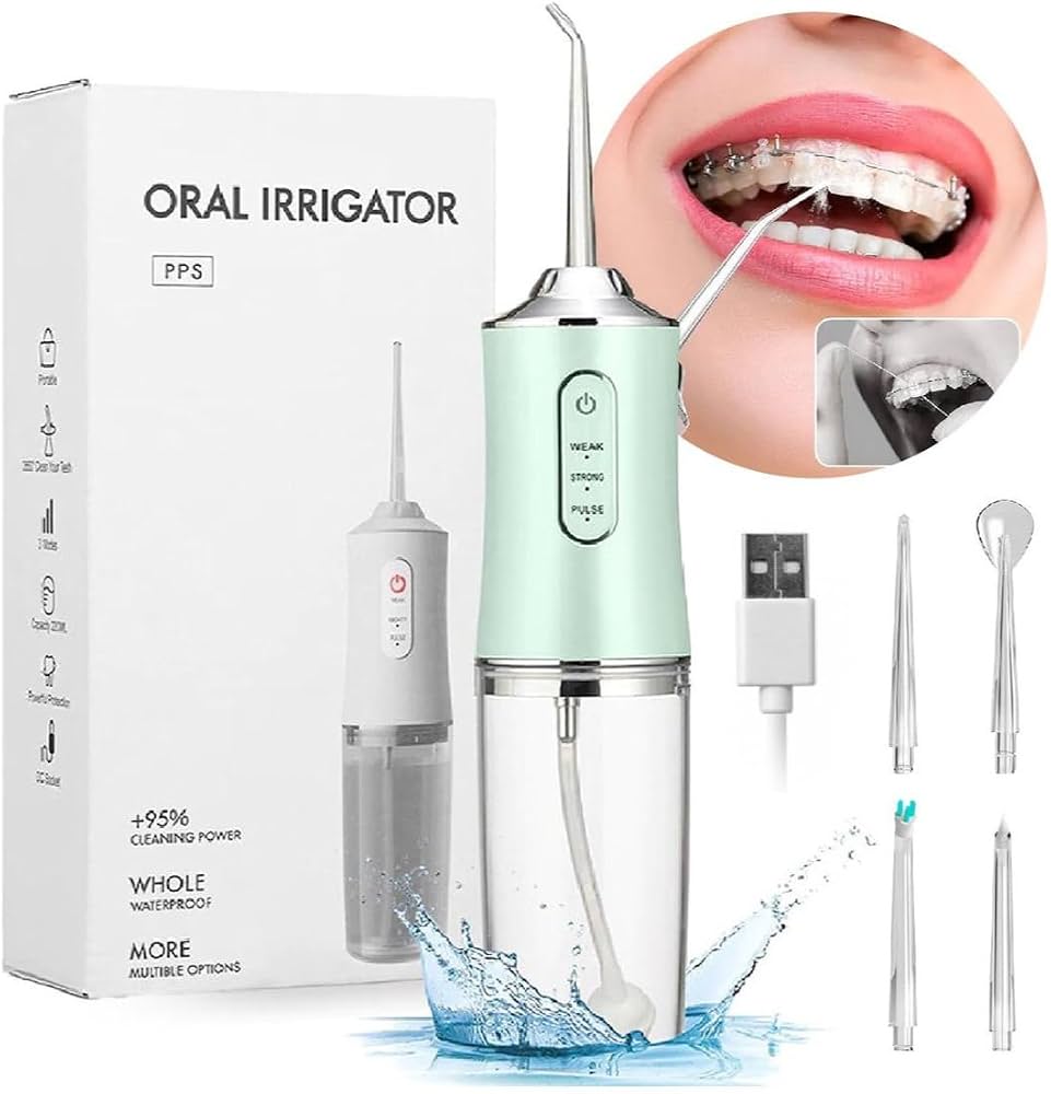 Portable Green Cordless Electric Water Flosser And Oral Irrigator With a 230ml Water Tank _4