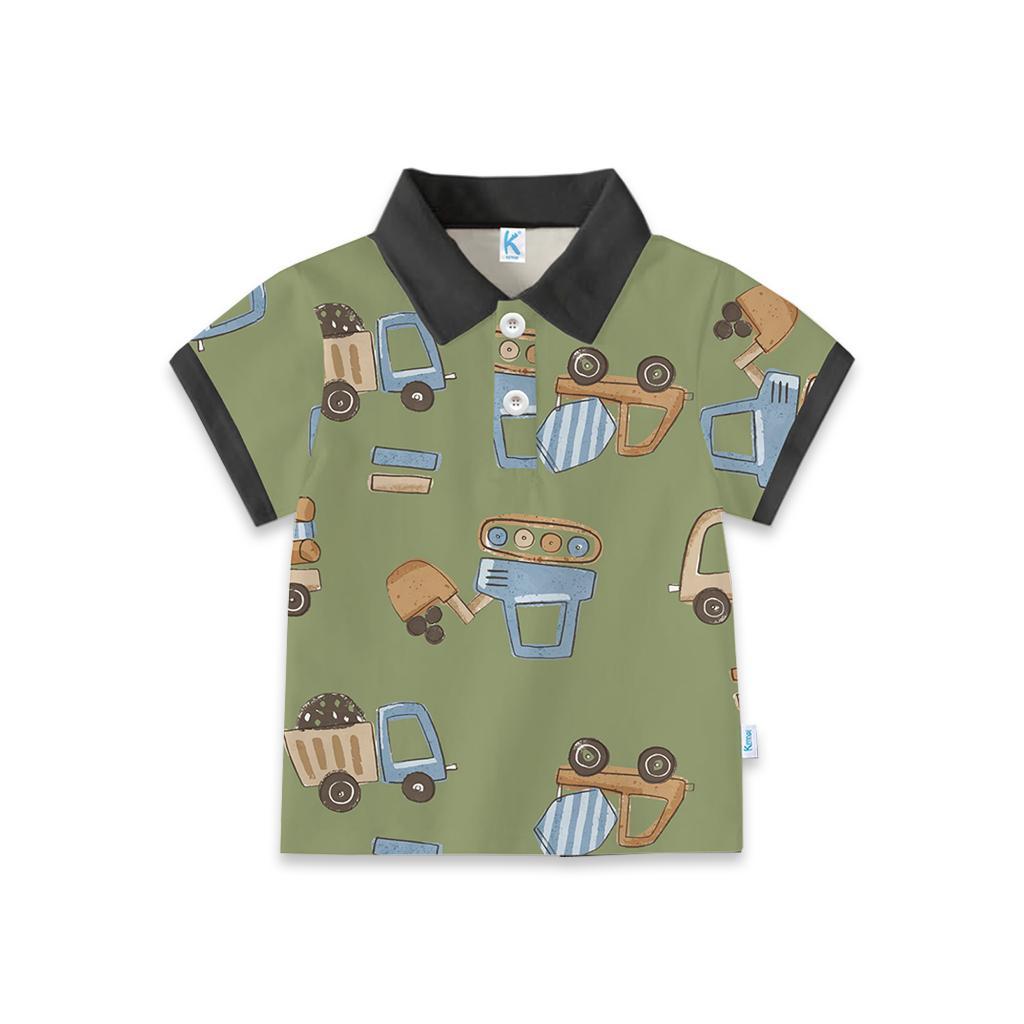KAOS ATASAN POLO WANGKI TRUCK AND DIGGER MOSS GREEN