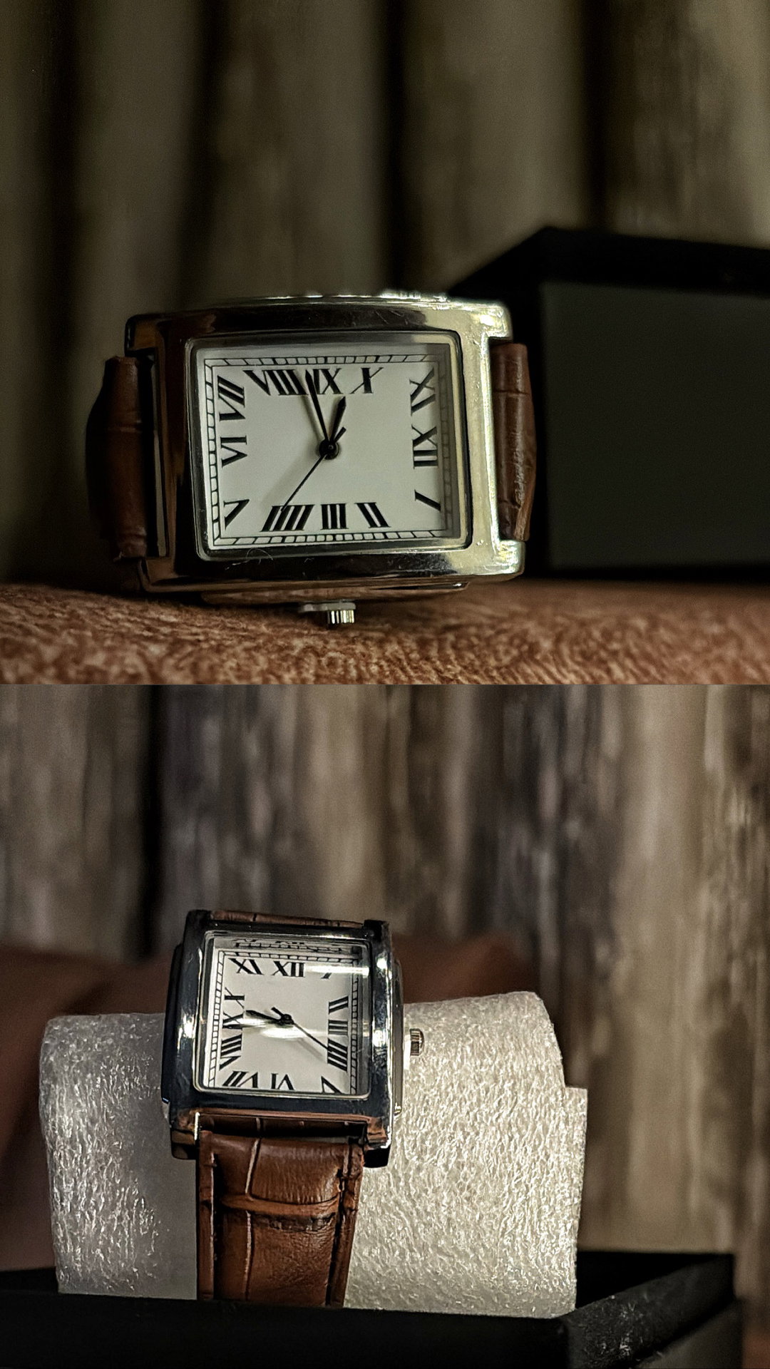 ⁠Veloria - Classic Square Tank Watch (Brown)⁠