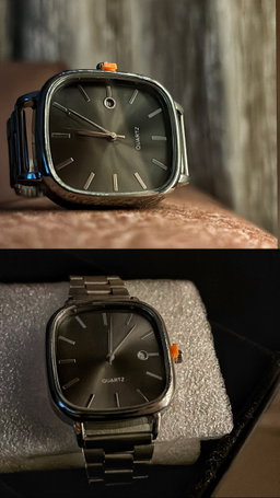VELORIA Square Classic Watch – Dark Grey Dial