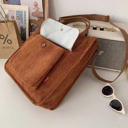 Brown corduroy tote bag