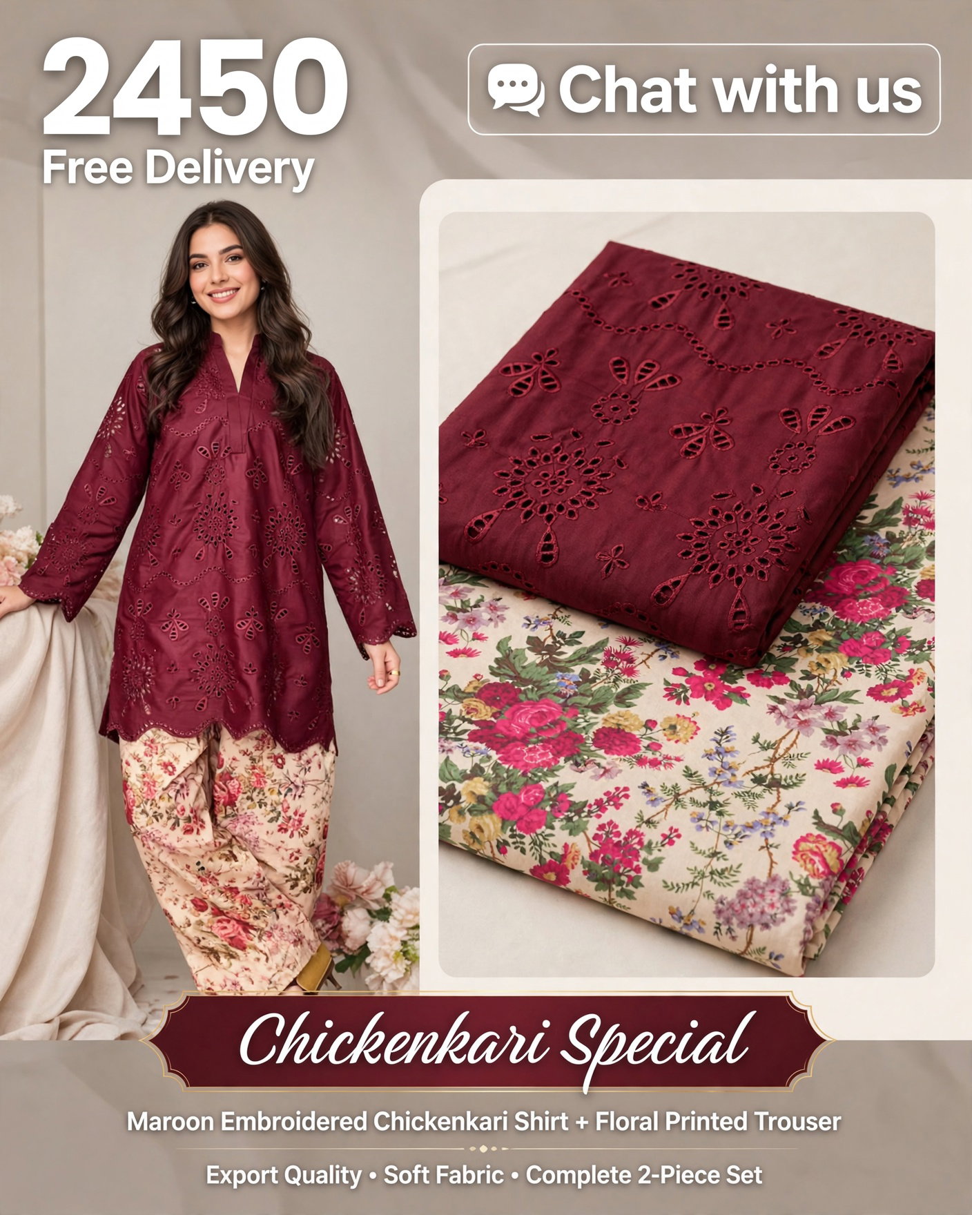 ANEELAS MAROON 2PC_0