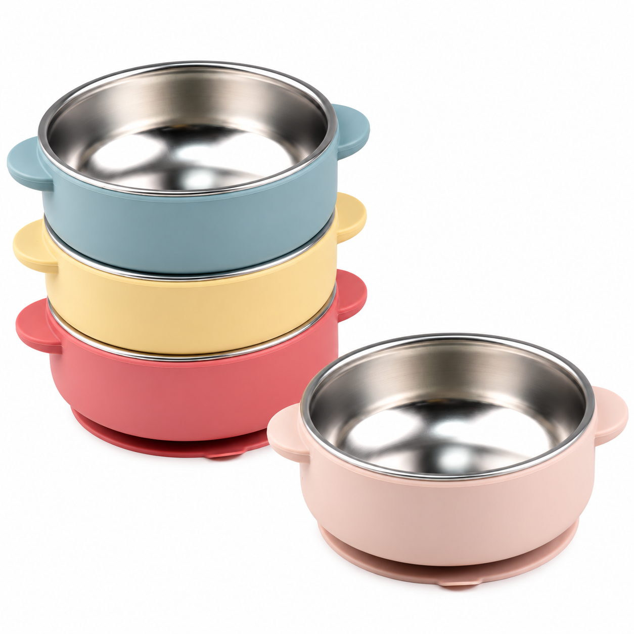 SS 304 Soup Bowl with Suction & Handle 300ml