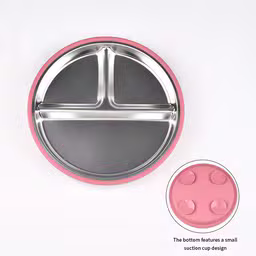 SS 304 8" Dining Plate with Suction