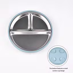 SS 304 8" Dining Plate with Suction