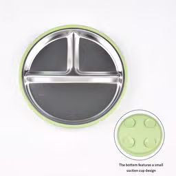 SS 304 8" Dining Plate with Suction