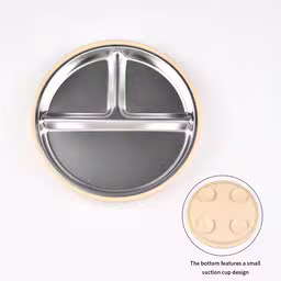 SS 304 8" Dining Plate with Suction