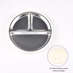 SS 304 8" Dining Plate with Suction