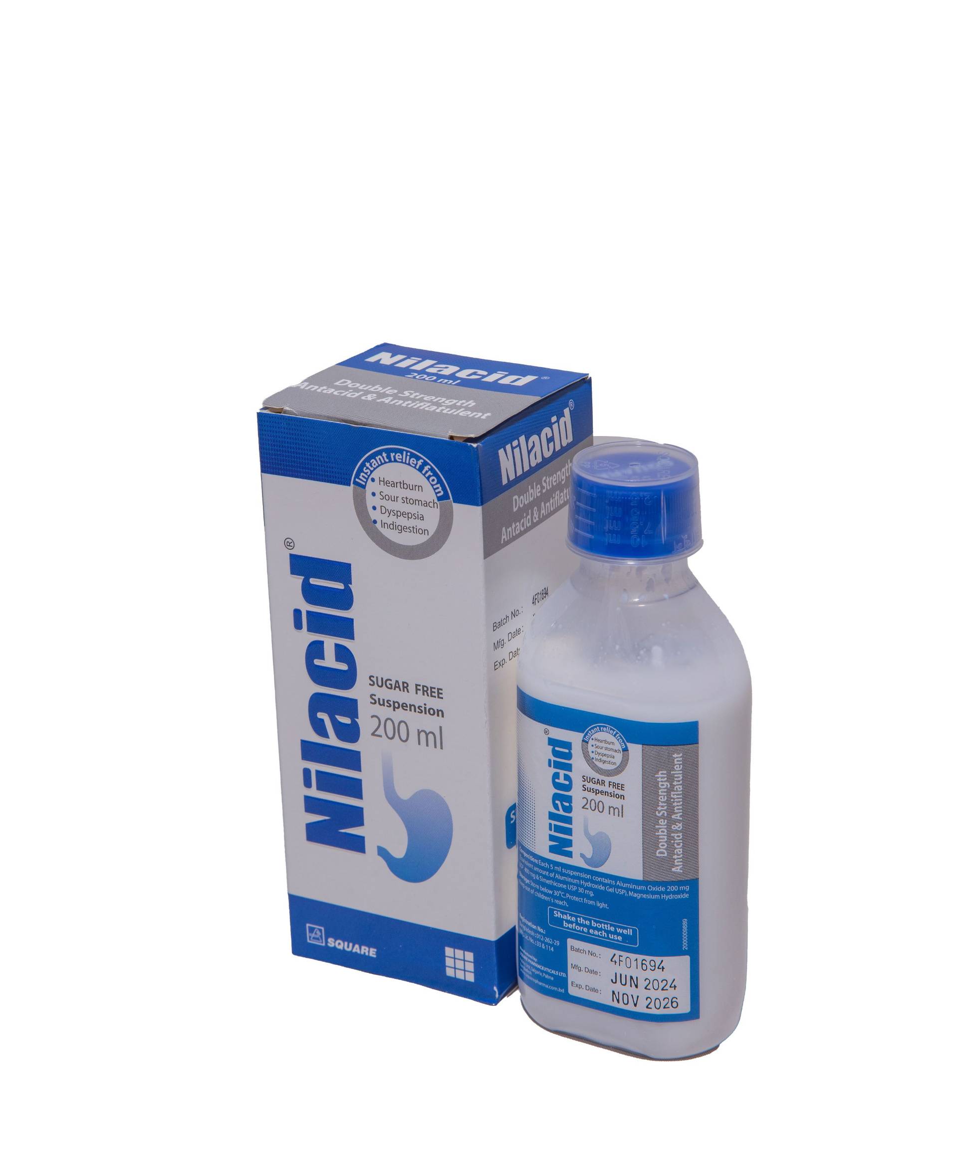 Nilacid Suspension (Antacid + Simethicone)
