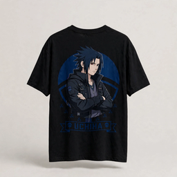 Sasuke Uchiha – Blue Crest Black Tee