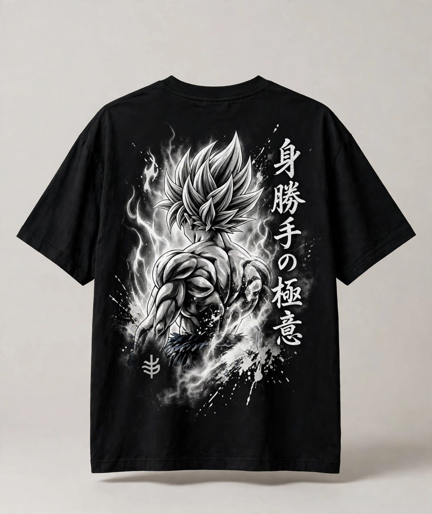 Son Goku – Ultra Instinct White Ink Black Tee_0