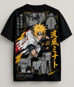 Minato Namikaze – Fourth Hokage Black Tee