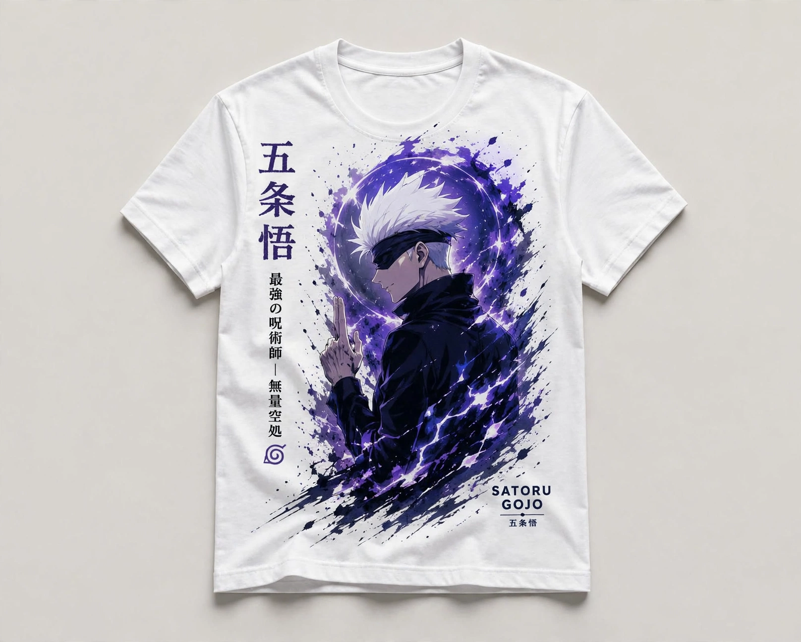 Satoru Gojo – Limitless Purple White Tee_0
