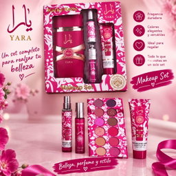 Set Makeup con perfume y crema Yara (Morado)