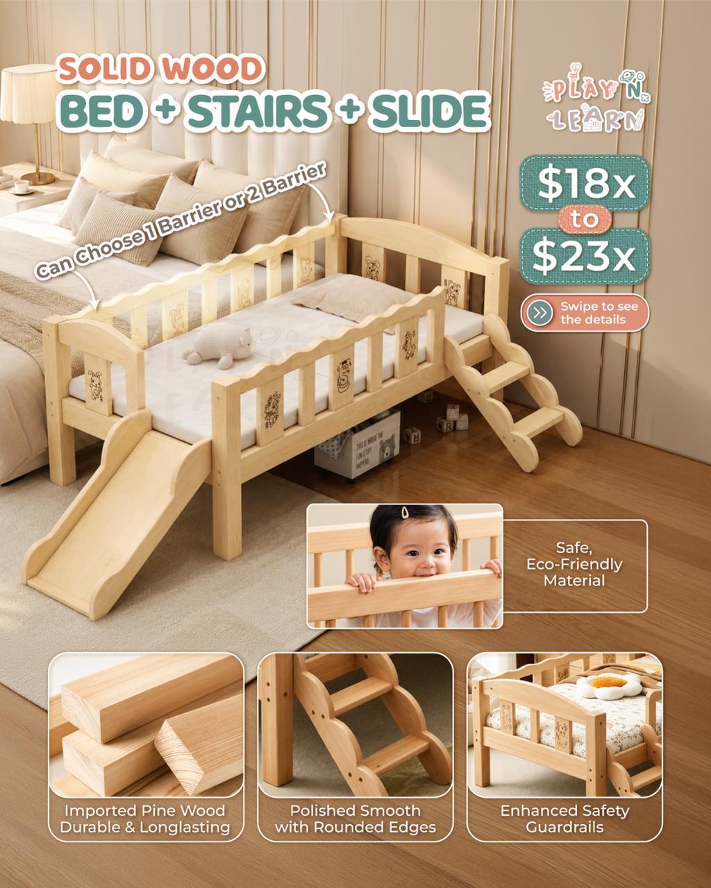 WOODEN BED STAIRS AND SLIDE (PREORDER)