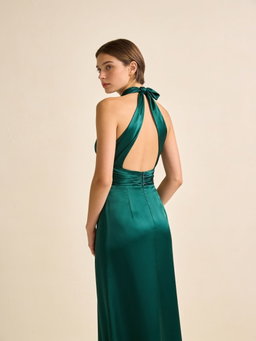 Vestido Isis · seda esmeralda