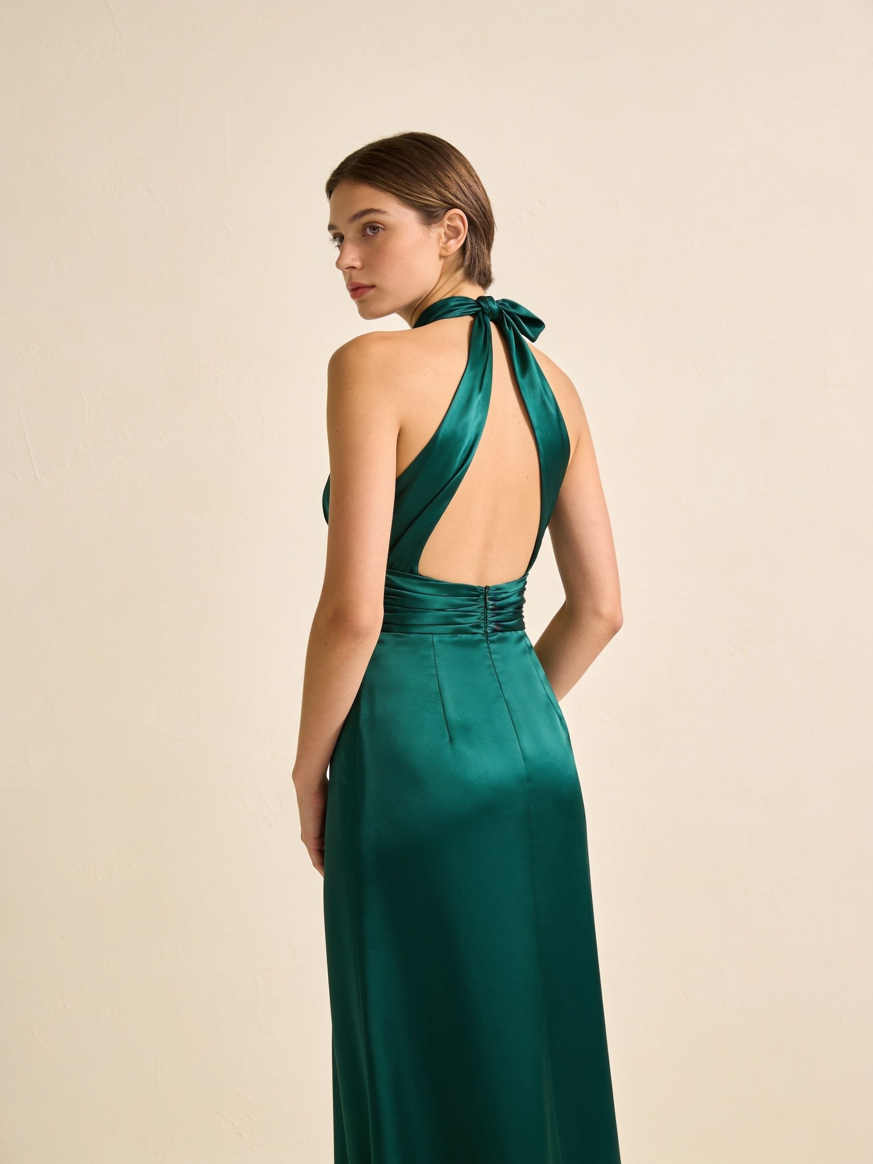 Vestido Isis · seda esmeralda