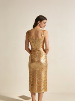 Vestido Lumière · paillette dorado