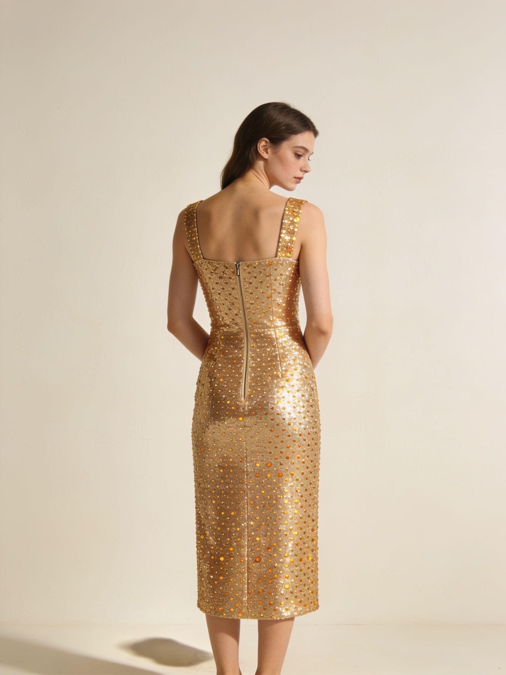 Vestido Lumière · paillette dorado