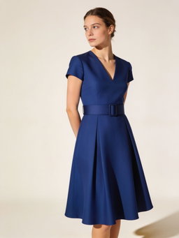 Vestido Capri · crepé azul profundo