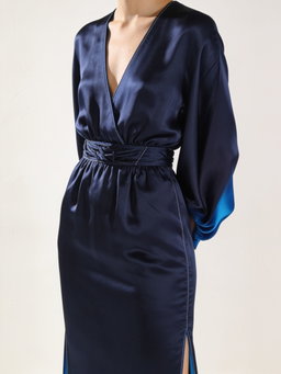 Vestido Olivia · seda azul noche